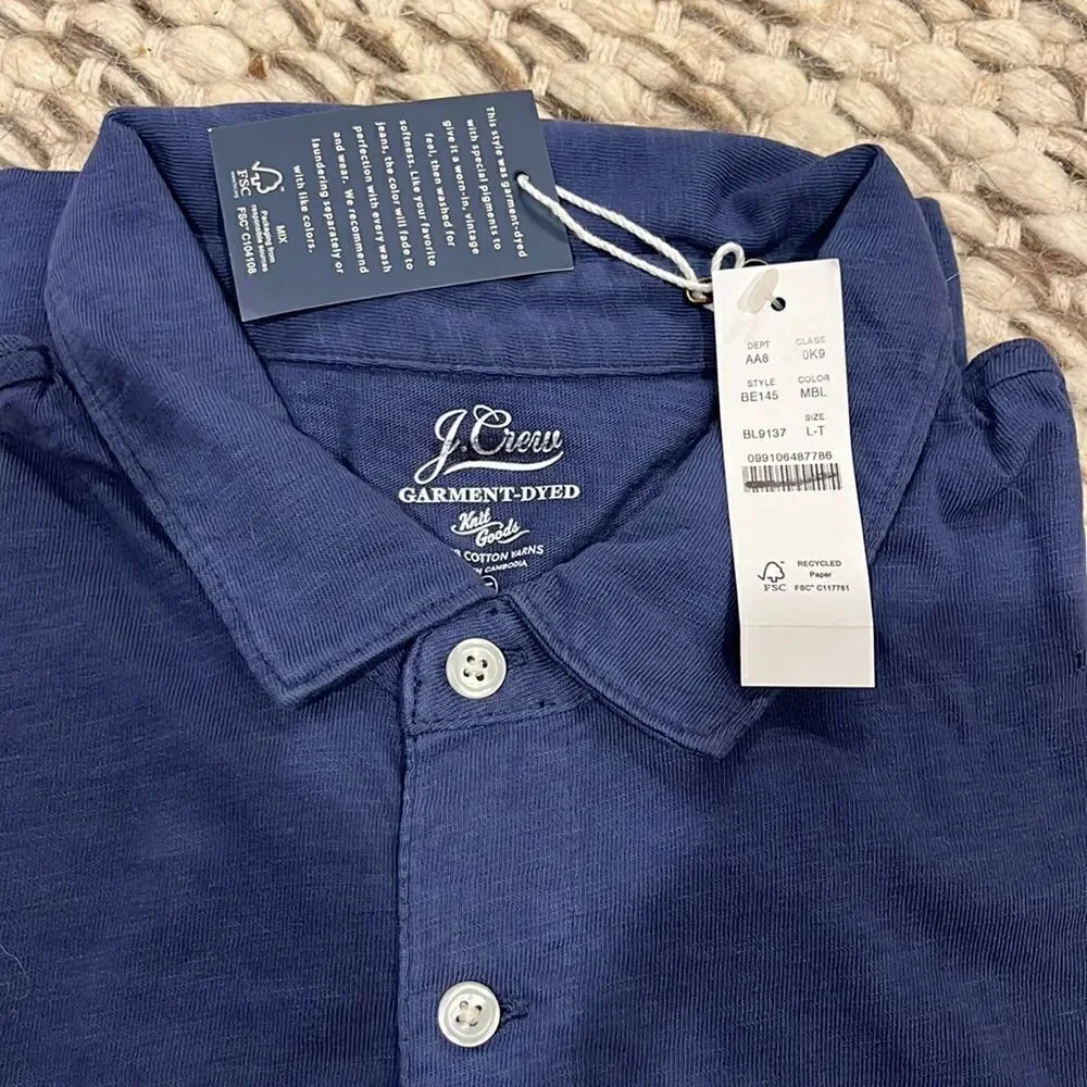J. Crew Tall garment-dyed slub cotton polo shirt Item BE145*